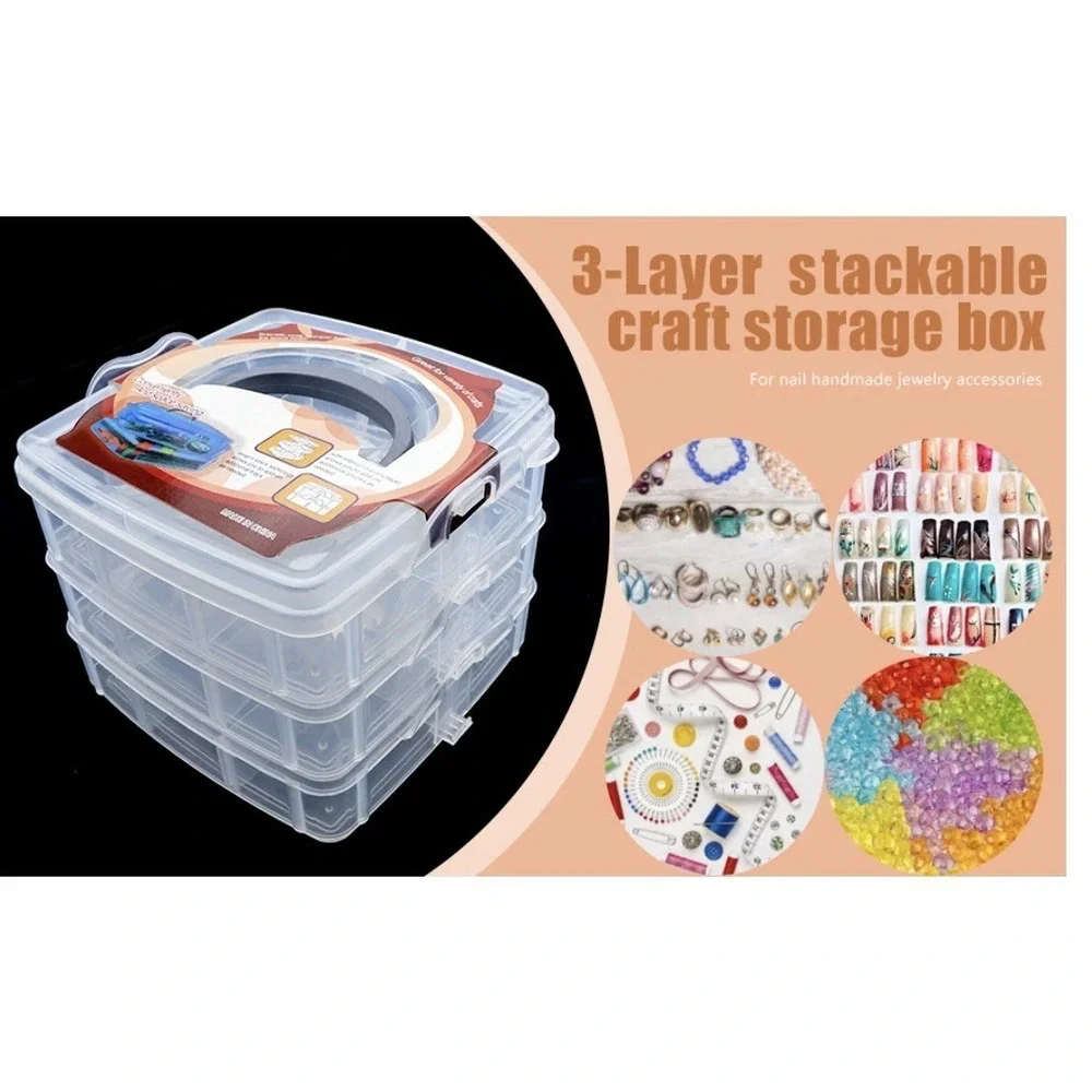 Craft Organizer Box 3 Layer Stackable Storage, Jewelry, Hardware,‎ Craft Supply